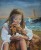 Petite fille au chien à la patte blessée
